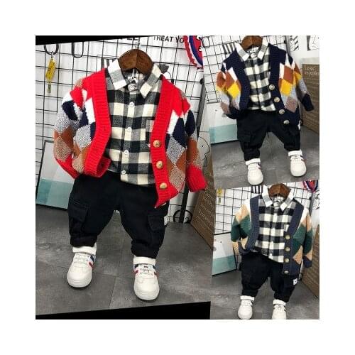 Baby Boys Cardigan Coats 2019 Autumn New Childrens Christmas Sweaters Kids Boys Long Sleeve Diamond Jacket Toddler Outwear 2-7Y