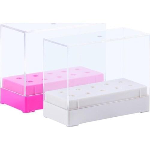Nail Drill Bit Display Container Acrylic Holder Case Nail Art Drill Bit Empty Home Jewelry Storage Box Manicure Accessory