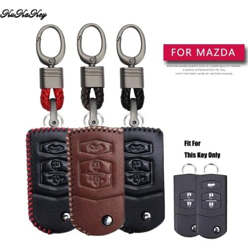 Leather Car Key Case Cover Protection Shell Skin For Mazda 2 3 5 6 CX5 CX-5 M2 M3 M5 M6 Car Keyring Keychain