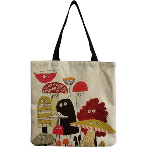 Colorful Mushroom Lovely Women Handbag Eco Protection Reusable Foldable Shopping Bag Personality Girl Practical Carry School Bag