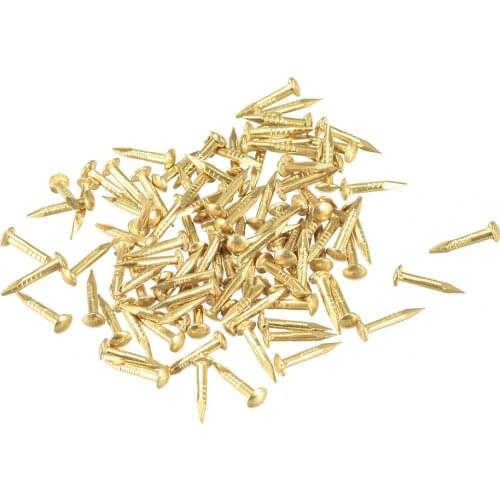 Uxcell 150pcs Tiny Brass Nails 1mmx8mm for DIY Decorative Pictures Wooden Boxes Household Accessories