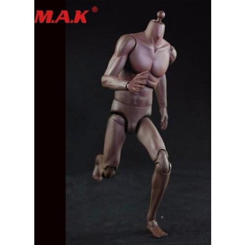 1/6 Scale Male Body Super Muscle Sports Dark Skin Slim Body Model Toy For 1/6 Male Head Sculpt