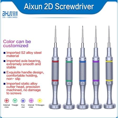 AiXun iDriver Non-slip 3D Screwdriver 0.8 Torx 0.6 Y-Type 1.2 1.5 Phillips 2.5 T2 For Mobile Phone Repair Disassemble Tool
