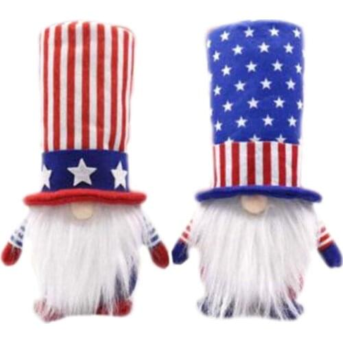 Patriotic Veterans Day Gnome Decorations Handmade Swedish Tomte Plush Doll Ornaments 4th of July Gift