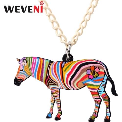 WEVENI Animal Necklace Zebra Pinto Africa Jungle Pendant Chain Collar Choker Pendant Trendy Jewelry For Women Girl Cute Hot