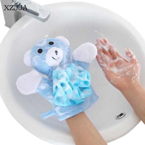 XZJJA Cartoon Animal Bath Gloves Soft Not Hurt Skin Cute Baby Bath Flower For Body Wisp Dry Brush Exfoliation Cleaning Equipment