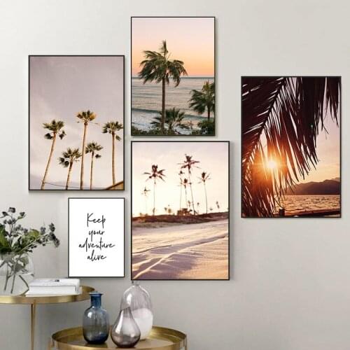 Scandinavian Sunset Scenery Canvas Painting Prints Palm Tree Poster Wall Art Pictures For Living Room Home Decor