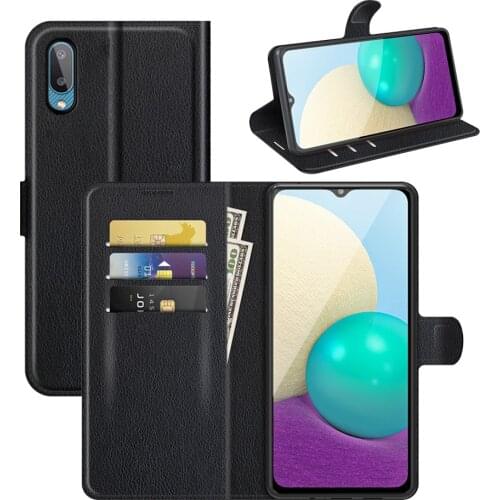 SM-A022F Case for Samsung Galaxy A02 (6.5in) 2021 Cover Wallet Card Stent Book Style Flip Leather black 02A A022 GalaxyA02 A 02