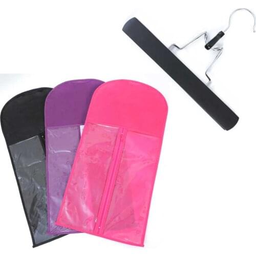 Hot Selling Pink Wig Bag With Hanger Wig Making Kit Wig Packaging Bags Hairpieces Bag Black Hair Bag With Holder 1PC