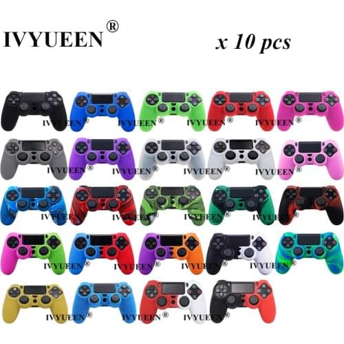 IVYUEEN for PlayStation 4 PS4 Pro Slim Controller Silicone Gel Case Protective Skin Cover with 8 Analog Thumb Stick Grips Cap
