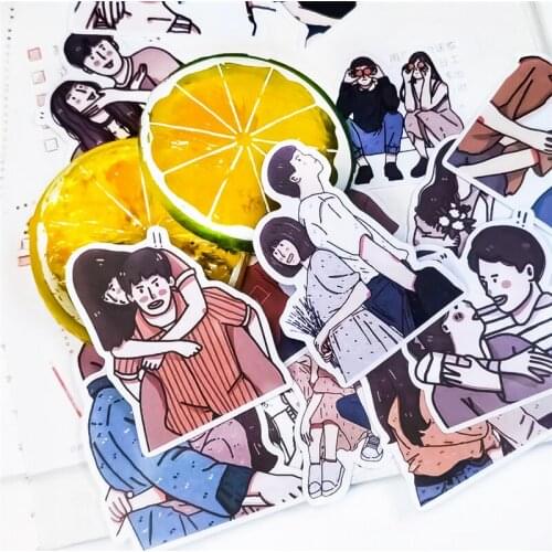 21pcs Cute Kawaii Cartoon portrait couple life warm Stickers scrapbooking /decorative /DIY craft photo albums Waterproof