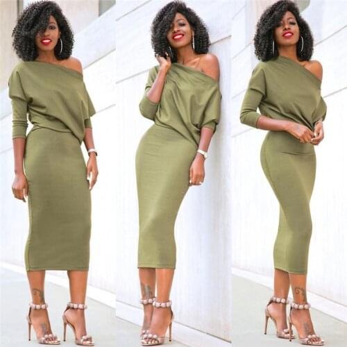 Women Dress Casual One Shoulder Bandage Bodycon Evening Party Solid Sheath Slim Fit Elegant Ladies Clubwear Clothing