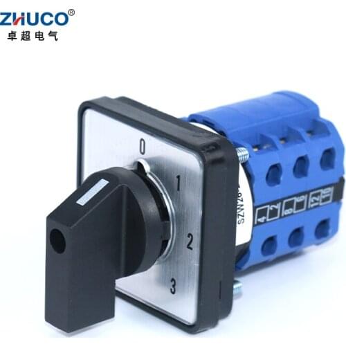 ZHUCO SZW26/LW26-20 0-1-2-3 3 Phase Changeover Switch 4 Position Selector Switch 64X64 48X48 mm Panel Mount Cam Switch