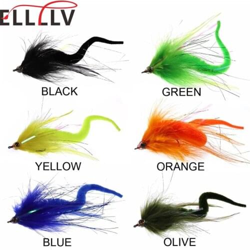 1PC/2PCS #2/0 Dragontail Streamers Flies for Bass Muskie Pike Fishing Lures Saltwater Big Game Baitfish Fly 6 Colors