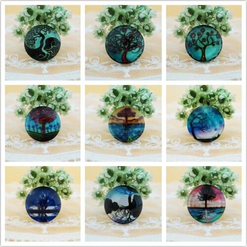 10PCS Round Mixed 20MM life tree Glass Cabochon for making necklace bracelet ring Jewelry women 2019 earring brooch craft supply