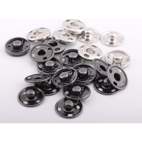 100sets 10mm Black Silver Metal Snap Buttons Fasteners Press Button Sewing Accessories