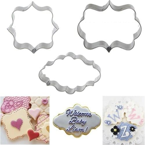 3pcs Cookie Cutter Set Cake Tool Mould Pastry Fondant Mold Cookies Cutter Decorating Sugarcraft Cake Mold Decorating Frame L3