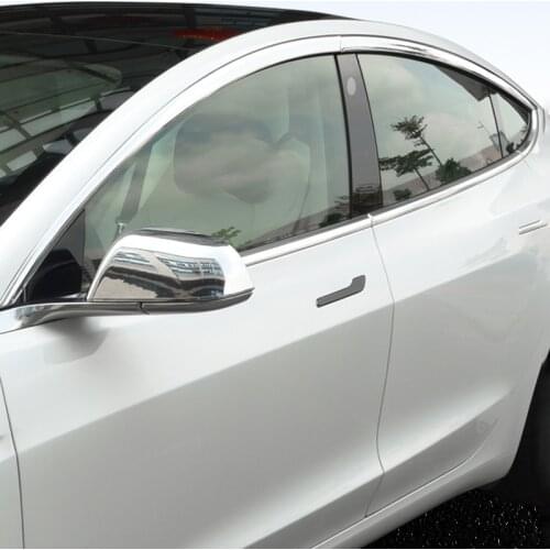 4PCS Side Window Deflector Visor Weather Shield Sun Rain Guards For Tesla Model 3 2021New Car Styling Accessories Plating