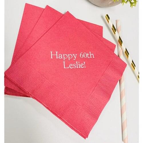50 Custom Napkins Printed Personalized Cocktail Beverage Paper Birthday Party Monogram Personalized Luncheon Avail baby shower