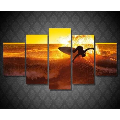 Promotion High Quality HD Printed golden waves Painting Canvas Print room decor print poster picture canvas Free shipping