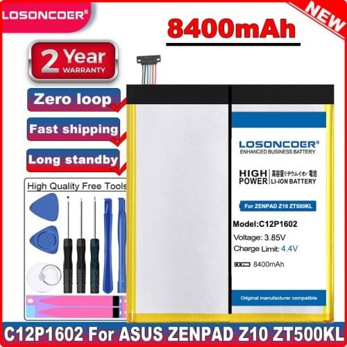 8400mAh C12P1602 Good Quality Tablet Battery For ASUS ZENPAD 3S 10 Z500K Z10 ZT500KL Z500KL Z500KL-1A019A Z500KL-BK32S4
