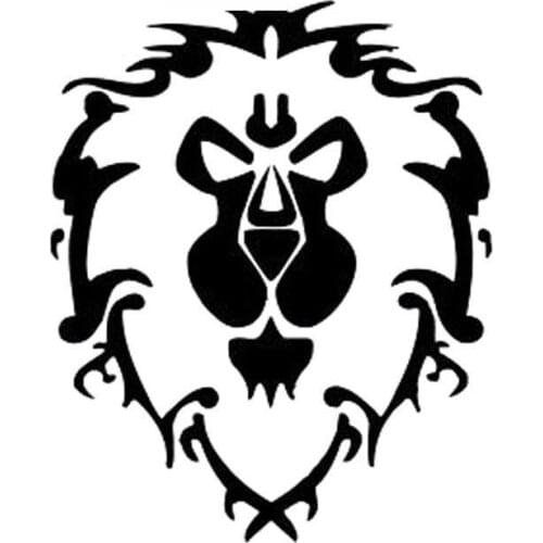 Car Sticker Fashion Personality ANIME Comic Game Alliance Logo Emblem Lion PVC Car Sticker Waterproof Black/White, 14cm*11cm