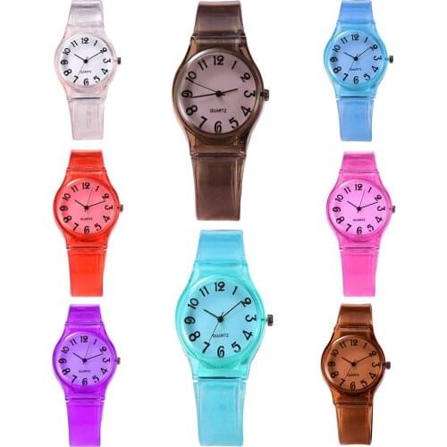 Children Candy Color Big Number Round Dial Jelly Silicone Quartz Wrist Watch Women Girl Boy Leisure Sports Clock