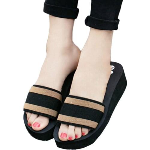 Dropshipping Women Summer Flip Flops Flat Shoes Ladies EVA Sandals Slipper Indoor Outdoor Beach Striped Design Slippers