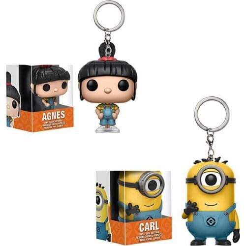 Funko pop Despicable mee Minion Carl Agnes Vinyl Keychain Toy Action Figure brinquedos Collection Model toys for Children gift