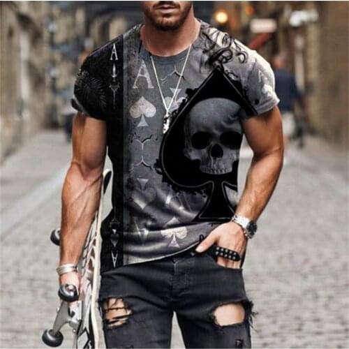Skull print T-shirt mens summer casual short-sleeved T-shirt best-selling clothing streetwear T-shirt tops 2021