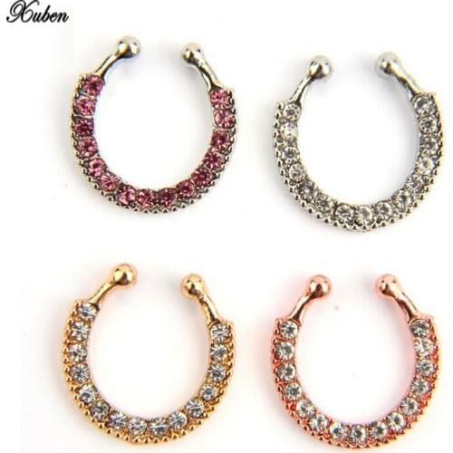 Titanium nose Rings Crystal Fake Nose Ring Septum Piercing Hanger Clip On Body Jewelry Nose Hoop rings nose earrings