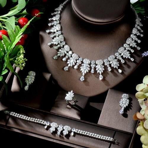 HIBRIDE Vintage Water Drop Design Bridal Necklace and Earrings Set African Jewelry Set Nigerian Wedding bijoux dubai N-238