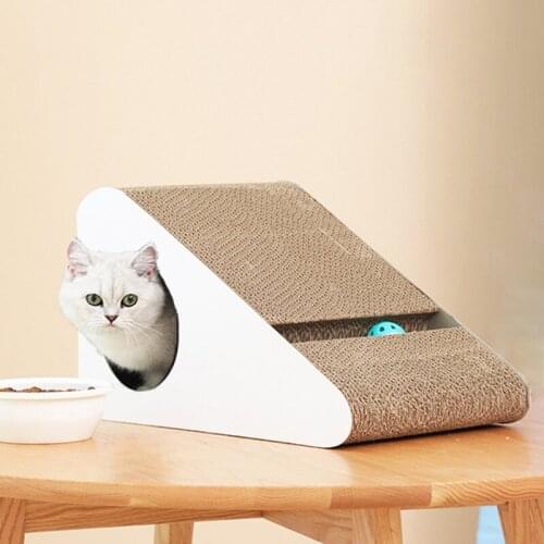Cat Scratch Board Toy Large/Small with Ball Cat Nail Scratching Pad Corrugated Paper Pet Toy Multi-function 3 Colors