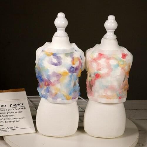 Summer Thin Chiffon French Bull Dog Short Vest Cat Dog Clothes Pomeranian Poodle Bichon Schnauzer Pug Clothing Skirt Costumes