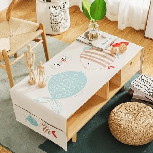 Fashion Home Japanese Cartoon cotton and linen Rectangle waterproof fish/horse tablecloth Table flag Tea table cover
