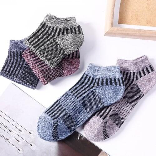 2019 Mens Cotton Socks Spring Summer Short Socks for Male 10pcs=5pairs/lot Stripe Casual Business Ankle Socks Slippers Meias