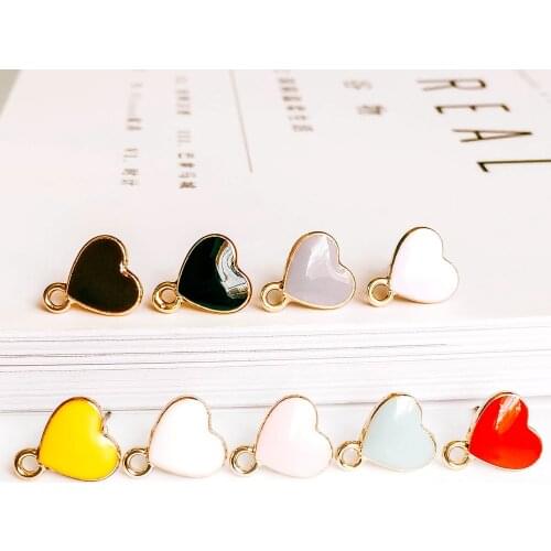 ZEROUP Multicolor Stud Earrings Heart Eardrop Accessories Jewelry Component Diy Material Handmade 6pcs
