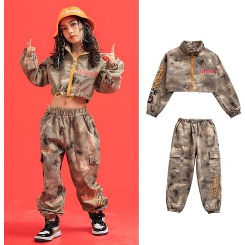 Hip Hop Dancewear Camouflage Cheerleader Uniform Rave Outfit Girl Sets Stage Costume Designer Clothes Teen Girls Clothing DL7590