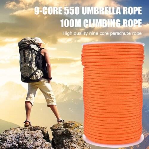 100m Parachute Cord 4mm 9 Strand Survival Paracord Lanyard Tent Hiking Climbing Equipment for Outdoor Sports Camping