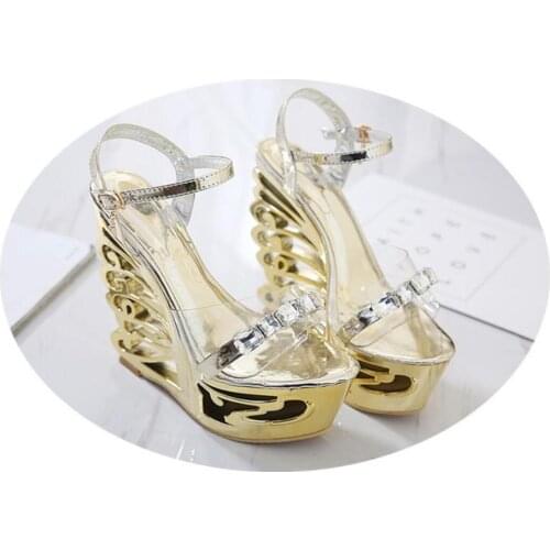 Rhinestones Heterotypic Heel Buckle Strap Sexy Strange Style Heel Summer Women Shoes Retro Novelty Sandals High Heels Shoes