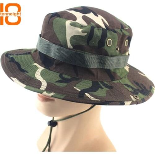 TENNEIGHT Tactical Summer Sniper Camouflage Hats Men Women Boonie Hat Outdoor UV Protection hiking fishing cap Mesh Breathable