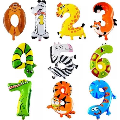 1PC Animal Number Foil Inflatable Balloons Party Supplies Wedding Decoration Digital 0-9 Foil Balloon Inflatable Toys HG0359