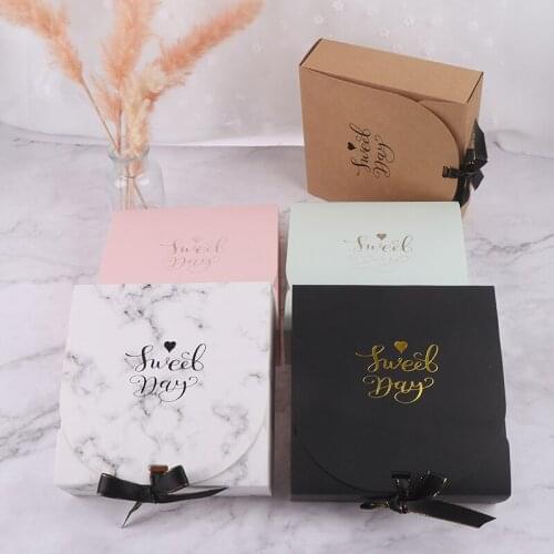 1pcs Creative Simple marble style Gift box Kraft Paper DIY gift bag Candy box Party Supplies Valentines Day Gift 16.5*16.5*5cm