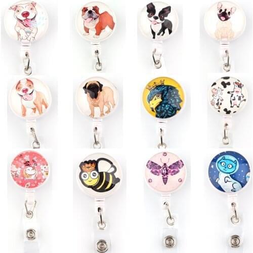 20pcs/lot BH1603 Blinghero Cartoon Dog Bee Cat Owl Retractable Doctor Nurse Badge Reel Fashion Cute Student ID Card Badge Holder