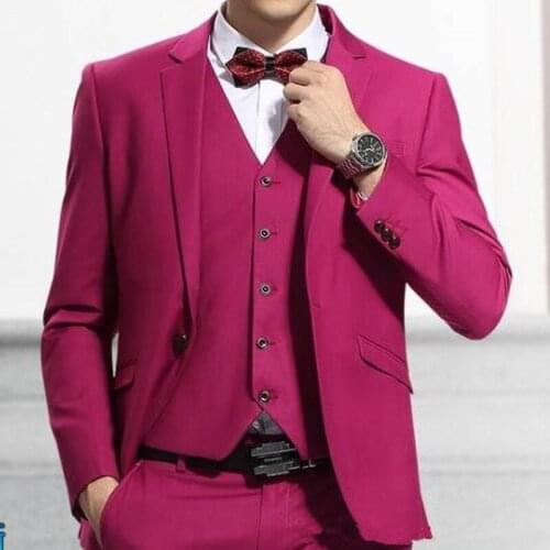 2019 Tailored Fahsion Suits Men Slim Fit For Wedding Prom 3 Piece Groomsmen Suits Groom Tuxedos Men Suit Set (Jacket+Vest+Pants)