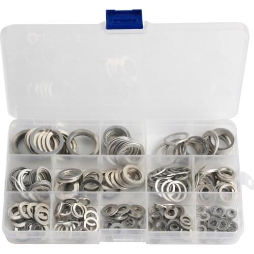 280pcs Assorted Washers Gasket Aluminum Flat Washer Gasket Assorted Sealing Rings Set M5/6/8/10/12/14/16/20