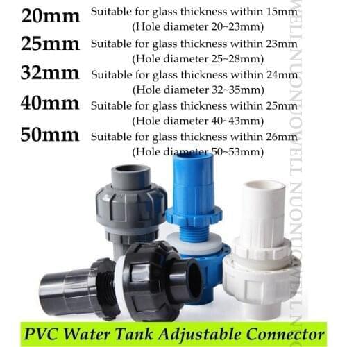 3pcs 20-50mm Adjustable PVC Water Tank Straight Connector Stronge Drainage Fittings Joints Aquarium Supplies Fish Tank Connector