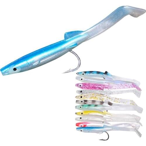 6pcs/lot Fishing Lure Fish Eel Lure white Blue Soft Baits with hook 8cm 2.3g Small Fish Eel Artificial bait Pesca Leurre