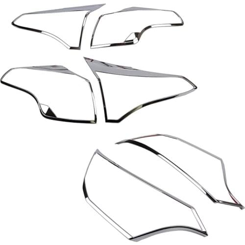 ABS Chrome Front Head + Rear Tail Light Lamp Cover Trim 6pcs For TOYOTA RAV4 2016 2017 2018