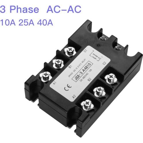 AC -AC 10A 25A 40A SSR three Phase Solid State Relay SSR 10A to Solid State Relay 40A SSR Relay module output voltage 24-480VAC
